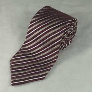 Charvet Place Vandôme Silk Burgundy and Silver Luxury Striped Tie